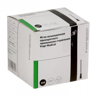 Игла стерильная "Luer" 0,8х40 мм. (21G х 1 1/2) /Vogt Medical/ (100 шт.) фото 1