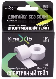 Спортивный тейп Kinexib (3.8см*9.1м) белый фото 1