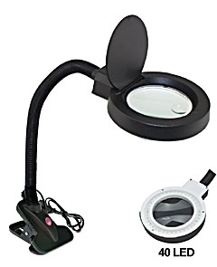 Лупа лампа настольная 2x/20x-85мм с подсветкой 40 LED фото 1